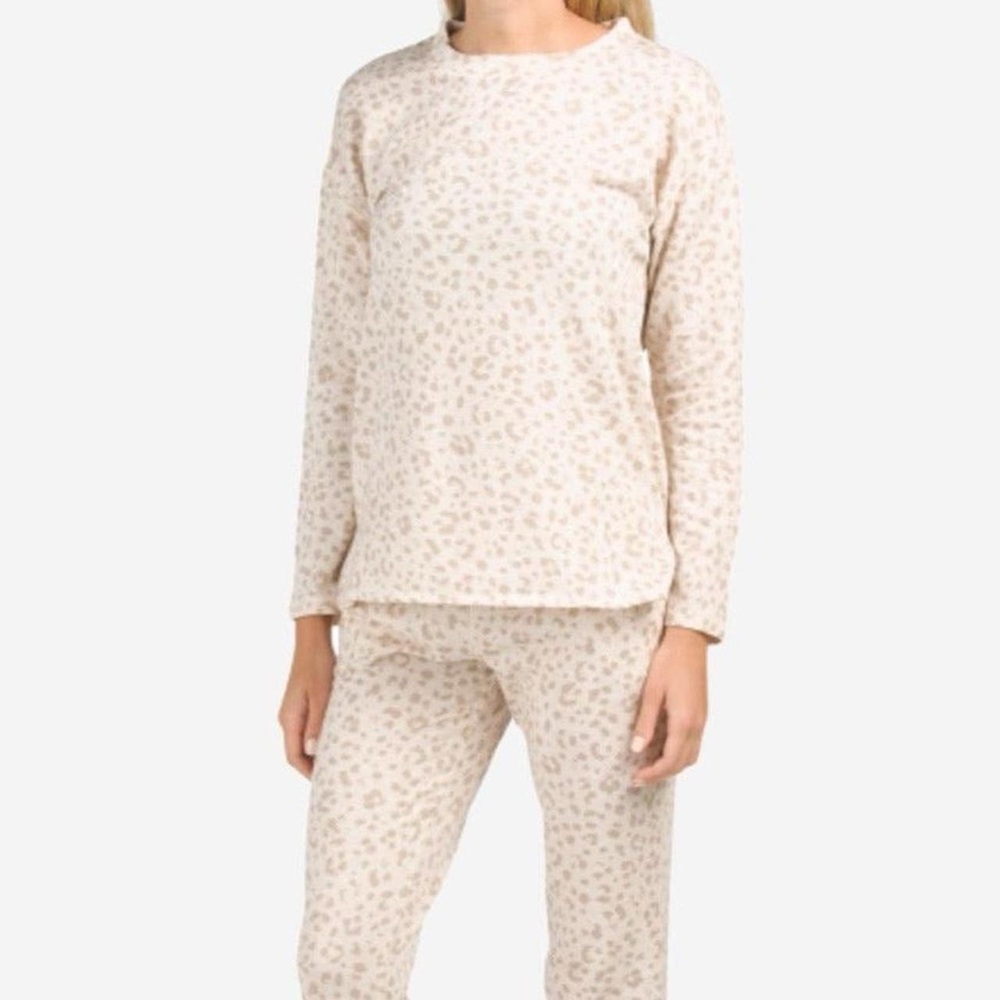 Beige/Neutral Leopard Pajama Set